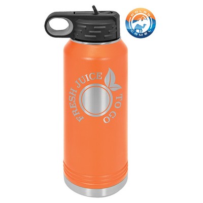 Orange Polar Camel 32 oz Water Bottle with Easy Flip Top Lid & Straw - Laser Engraved