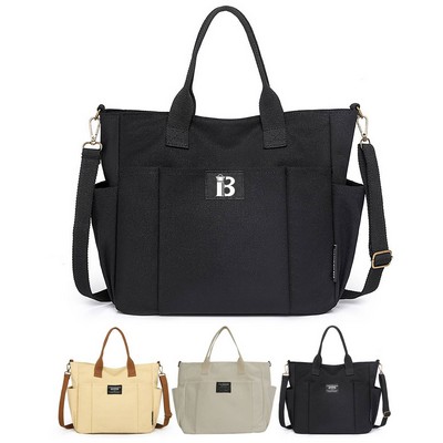 Commuter Women's Canvas Tote Bag W/ Multi-Pocket Design