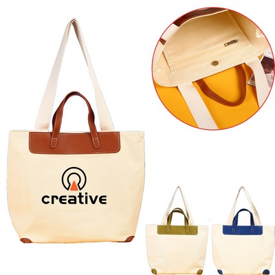 Solid Color Canvas Tote Bag