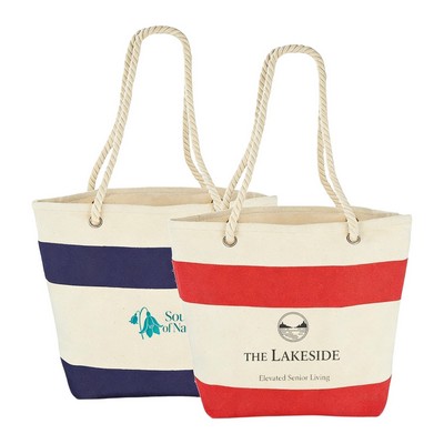 Striped Cotton 12 oz. Shopping Tote Bag