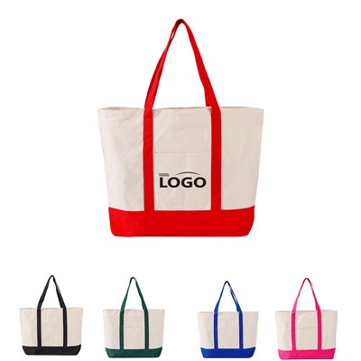 12oz Cotton Canvas Tote Bag w/Front Open Pocket