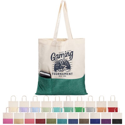 Two-Tone Cotton/ Burlap Tote with Pocket