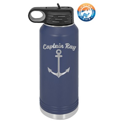 Navy Polar Camel 32 oz Water Bottle with Easy Flip Top Lid & Straw - Laser Engraved