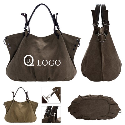 Retro Solid Color Canvas Tote Bag